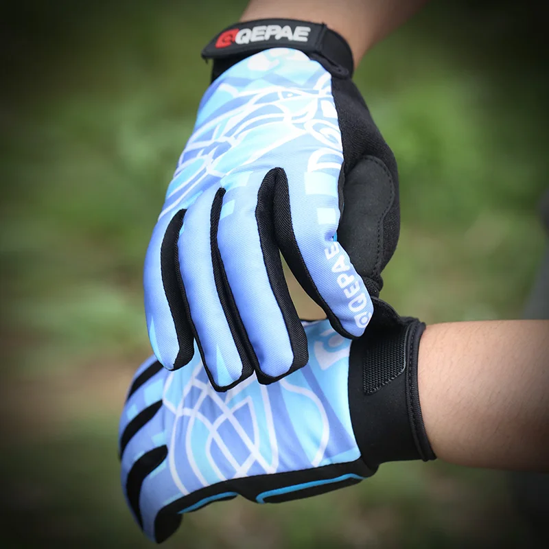 Qepae Adjustable Durable Screen Cycling Gloves Men Women Sports Full
