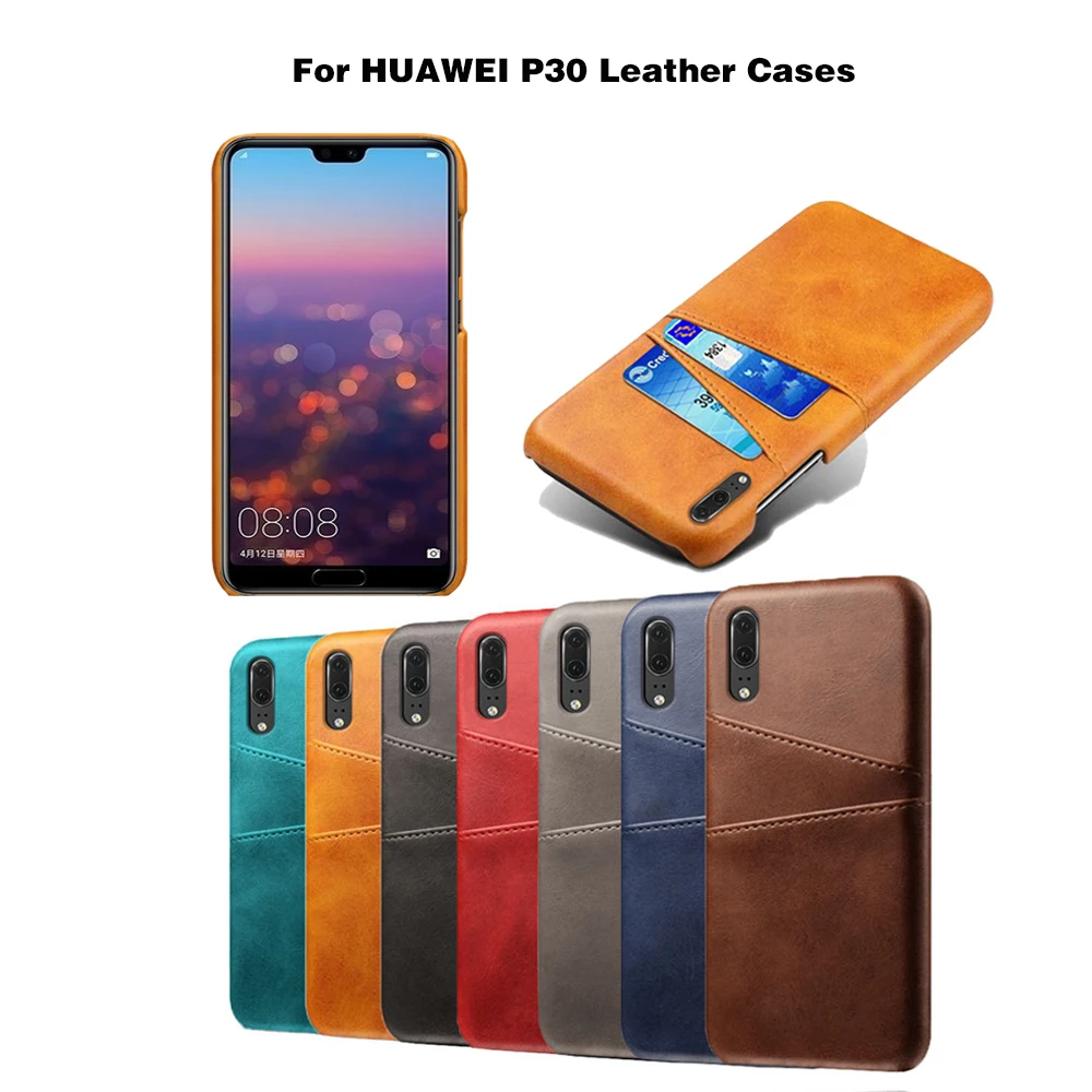 

Luxury Phone Leather Case for Huawei P30 with Card Pocket Soft Shockproof Case Solid Color New Luxury Leather Case Cover