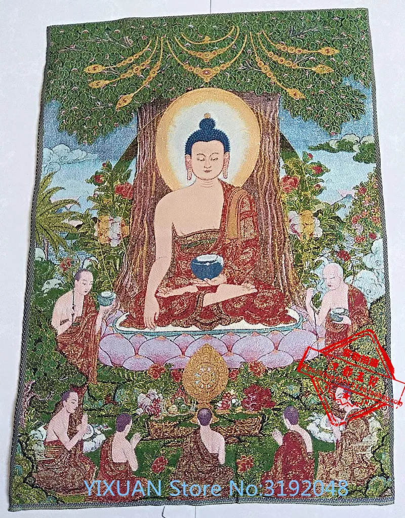 

Tibet Silk Embroidery Nepal Bodhi Tree Teaches Buddha Tangka Thangka Paintings Family Wall Decorated The Mural.