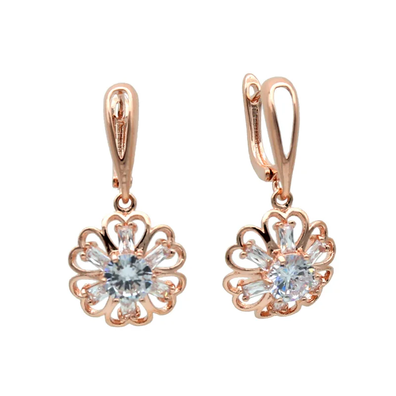 S&Z New Korean Style Flower Cubic Zircon Earrings For Women Fashion Spring Accessories Elegant Sweet Jewelry