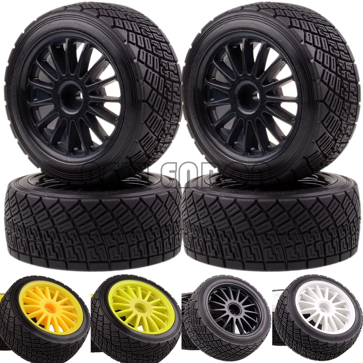 

NEW ENRON 4PCS 2.2" WHEEL Rim & Tires Tyre Fit 1/10 HPI WR8 Flux Rally 3.0 110697 94177