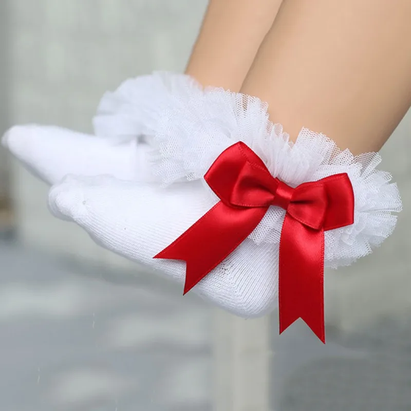 Детские короткие носки для девочек Дети Bowknot хлопковые носочки с завязками