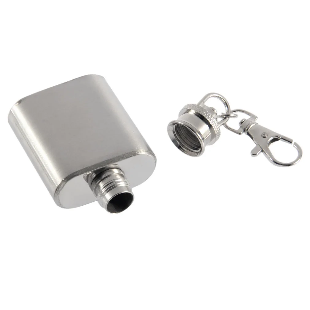

Mini Pocket Hip Flask With Key Ring Keychain 1Oz Stainless Steel Liquor Storage whiskey rum alcohol