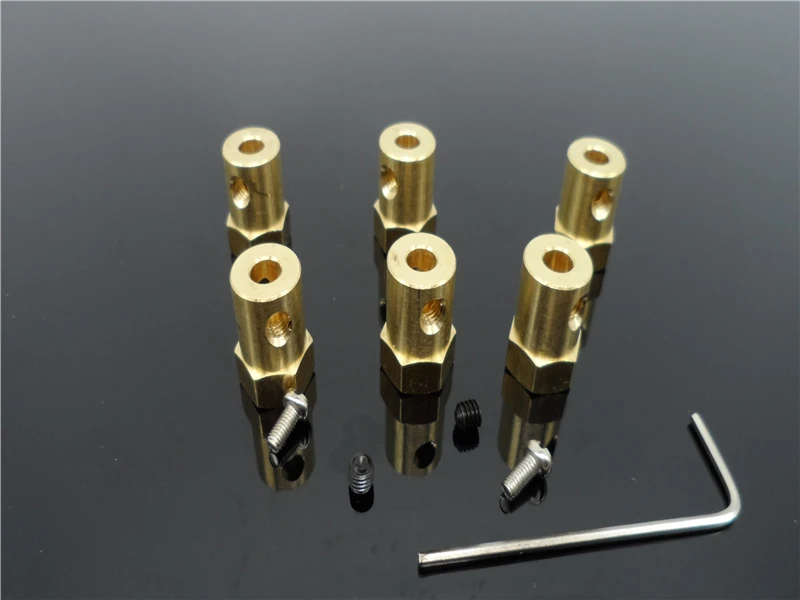 10PCS 3mm/4mm/5mm/6mm/7mm/8mm Copper Hex Adapter Wheel Hub Rim Hexagon Adapter Brass Hex Coupling for DIY Cars