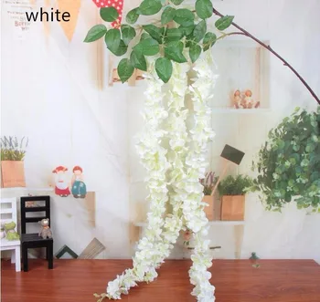 

Free Shipping 30 pcs/lot Centerpieces for Weddings Silk Flower Wisteria Vine Bouquet Garland Home Ornament