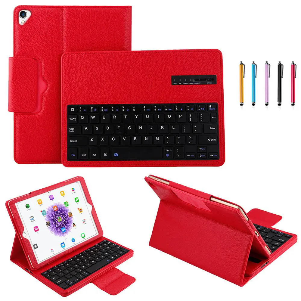 2 in 1 Wireless Bluetooth Keyboard PU Leather Tablet Case For Apple iPad Pro 12.9 2017 Removable Keyboard Case Stand Cover +Pen