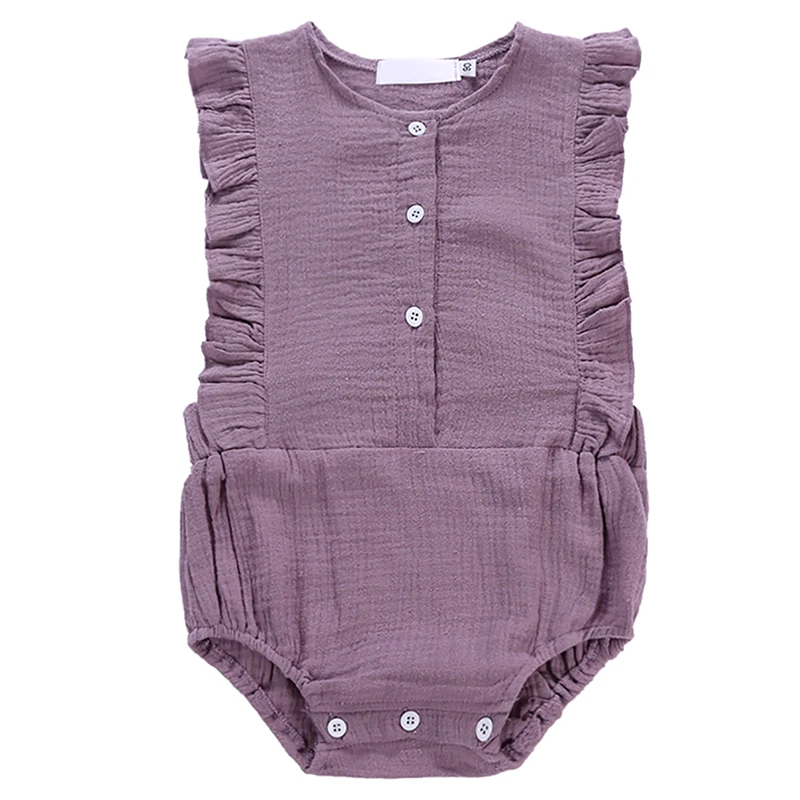 

Summer Baby Girl Romper Solid Single Breasted Infant Sleeveless Jumpsuit Outfits For Girls Newest