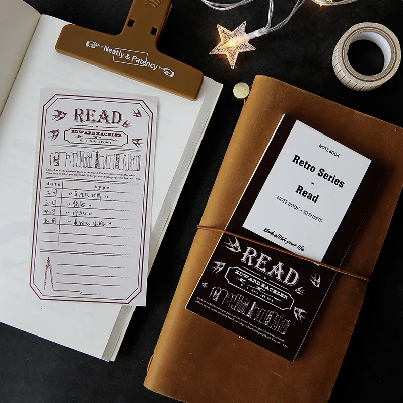 

Vintage Style Portable Agenda Book 14.5*8cm Memo Reading Coffee Foodst Travel Project Scheduler 30 Sheets