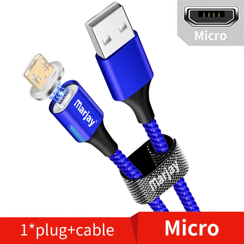 MArjay 2 м Магнитный кабель Micro Usb type C супер быстрая зарядка телефона Usb C QC3.0 зарядное устройство для IPhone Xiaomi huawei Android телефон - Цвет: Blue Micro Cable