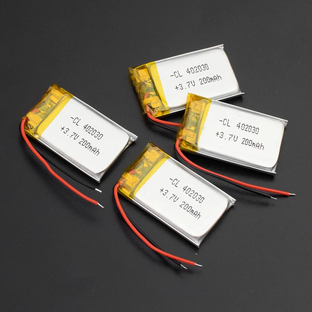 

1/2/4 Pieces Polymer Lithium 3.7v 402030 200mAh Rechargeable Battery Replacement Bluetooth Earphone PDA POS Gamepads Batteries