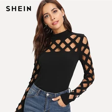 SHEIN, уличная одежда, вечерние, элегантные, сексуальные, рабочая одежда, квадратный вырез, на плечах, облегающая, осенняя, женская, офисная, женская футболка, Топ