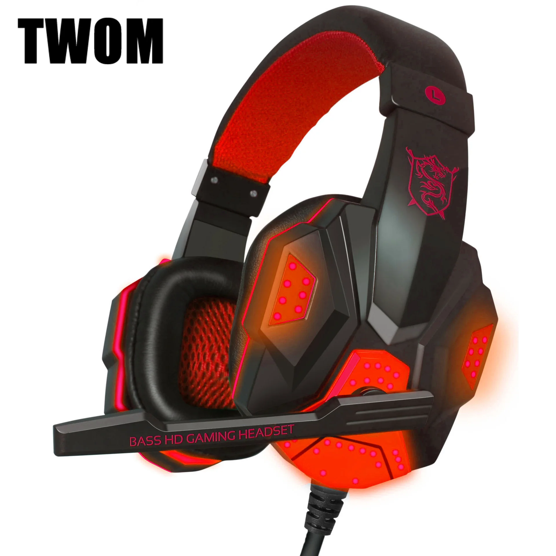 Best PLEXTONE PC780 PC Gaming Headset Big Glowing Headphones with