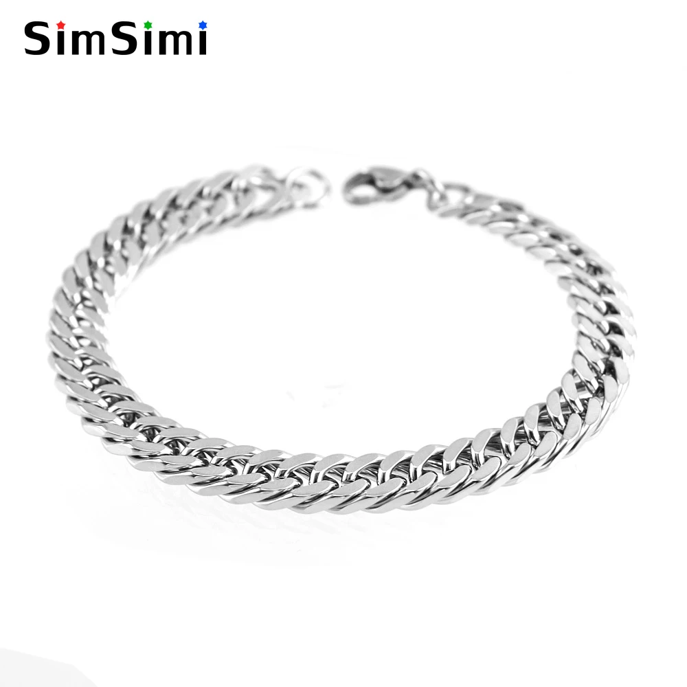 

Simsimi pulseira masculina Stainless Steel 7mm Snake chain bracelets Square snake Bracelet bangle MENS Jewelry gift Good quality