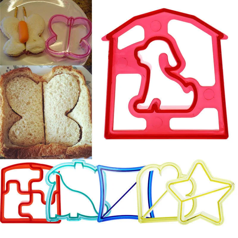 

6 Shaps Dinosaur Dog Butterfly Star Shape Bread Sandwich Cutter Mold Cake Toast Mould Toast Moulds Cake Maker V3890