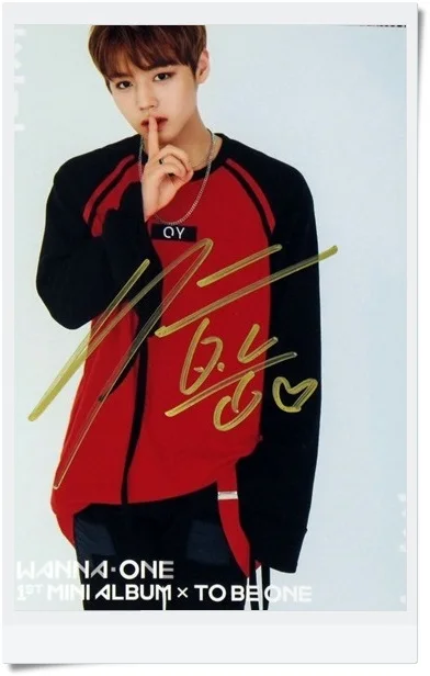 Подписанный WANNA ONE Park Jihoon фото с автографом будет один 6 дюймов Бесплатная