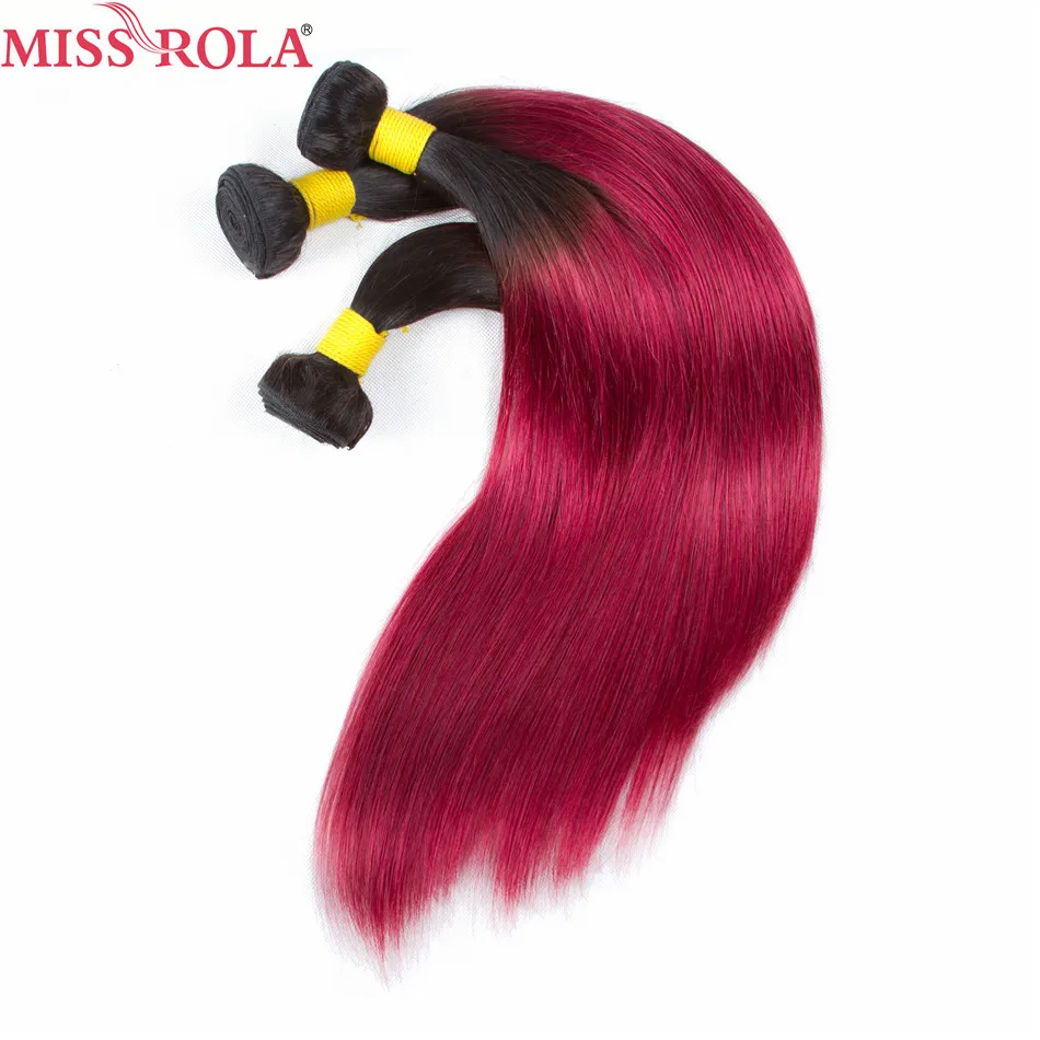 Miss Rola Hair Pre-colored Ombre 3 Bundles T1B/Red Color Human Brazilian Hair Weaving Non-remy Hair Extensions Straight Haare Miss Rola Hair Pre-colored Ombre 3 Bundles T1B/Red Color Human Brazilian Hair Weaving Non-remy Hair Extensions Straight Haare