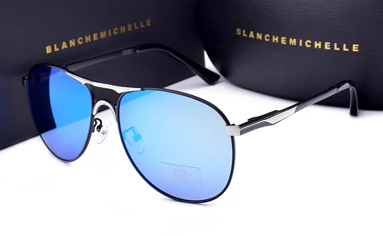 Blanche Мишель бренд classic Pilot Sunglasses Для мужчин поляризационные UV400 Для мужчин с солнцезащитные очки мужской вождения Óculos gafas-де-сол hombre