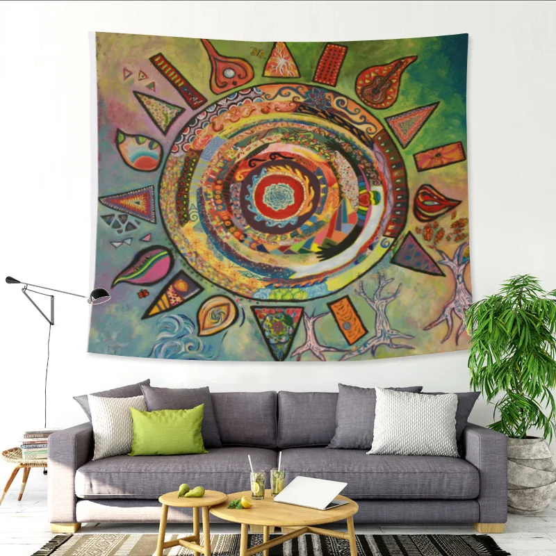 

New Abstract Face Sun Watercolor Hanging Wall Tapestries Mandala Bohemian Tapestry Landscape Wallpaper Wall Art Shawl Throw
