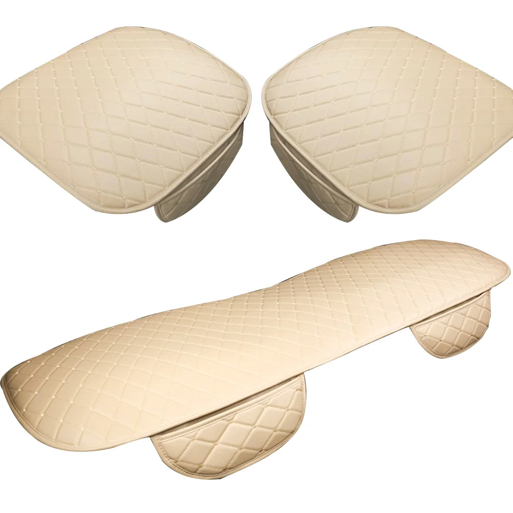 3pcs seat cover Автомобильные Чехлы На Сиденья, Автомобильная подушка из искусственной кожи, универсальные автомобильные аксессуары для интерьера, четыре сезона, защитный комплект, коврик для стула, автомобильный стиль - Название цвета: 3pcs seat cover