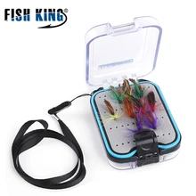 Рыбы король Fly коробка с линией 1 шт. 10*7 см Вес: 90 г Пластик Водонепроницаемый водонепроницаемый кейс для рыбалки с высокой плотностью нахлыстом коробка для рыбной ловли, Рыбная ловля комплект