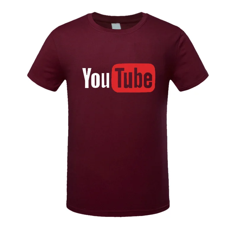 Летние мужские футболки с принтом логотипа YouTube хлопковые свободные модные