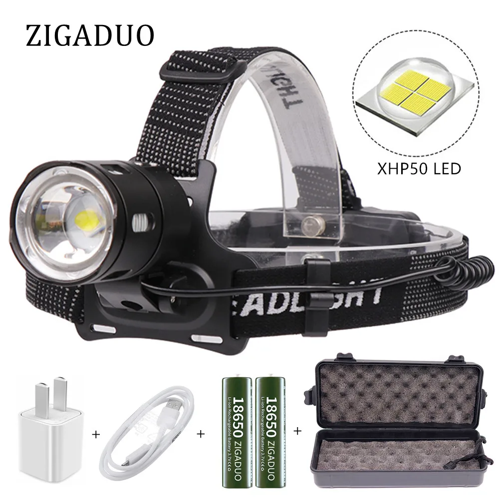 

Led Headlamp 30000lumens Powerful XHP50 Head Lamp USB Rechargeable Waterproof Head Light 18650 battery fishing mining headlight