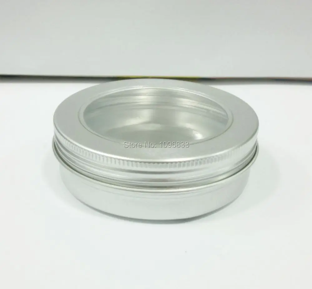 

100g Aluminum Jars with Transparent Window Cap 100ml Cosmetic Aluminium Jar Metal Pot Tins Packing Container 50pcs/lot
