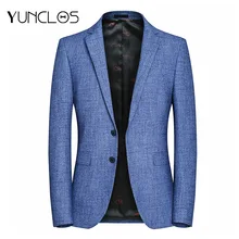 YUNCLOS, европейский размер, новинка, мужской пиджак, формальный, деловой, блейзер, мужской, 2 пуговицы, элегантный, приталенный, пиджак