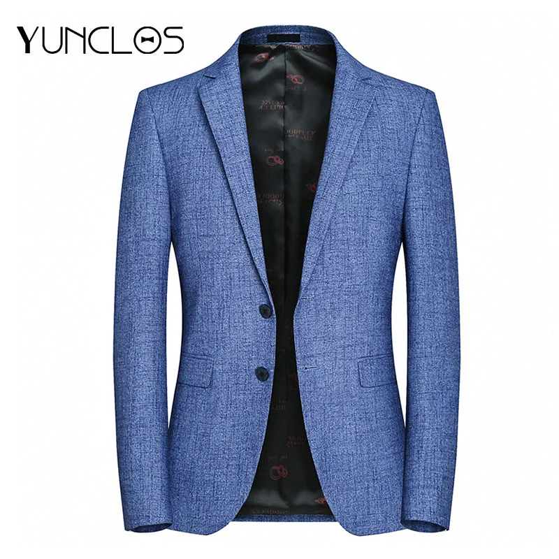 

YUNCLOS EU Size 2019 New Men's Suit Jackets Formal Business Blazer Male 2 Buttons Elegant Slim Fit Suit Jacket