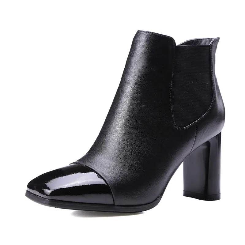 

LOVEXSS Woman Ankle Boots Zipper Genuine Leather Cow Leather Black Ankle Boots 2018