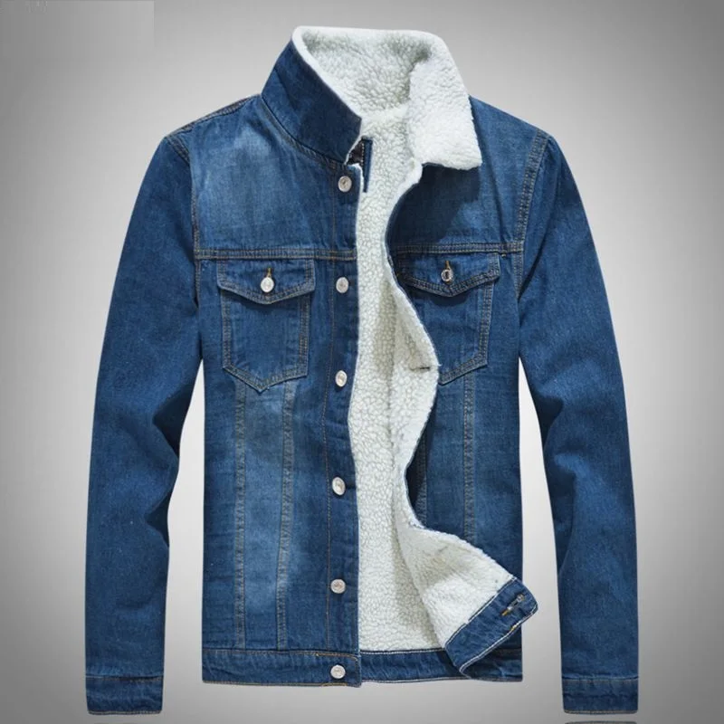 Men's Denim Jacket Winter Cashmere Mens Jackets and Coats Fashion Casual Men's Fleece Jacket Warm Coat Men Streetwear