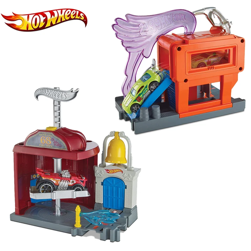 HOT WHEELS серия игр с тематикой города, 4 вида конструкций станция, автомобильные треки, строительные аксессуары, Супер спортивный автомобиль для дня рождения FRH28