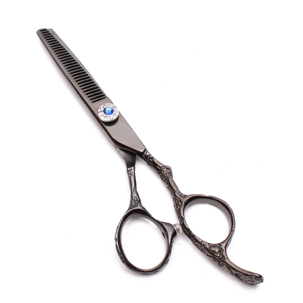 

Парикмахерские ножницы JP 440C черного цвета с индивидуальным логотипом, 9002 #5,5 дюйма, филировочные ножницы, ножницы для волос с ручкой сливы