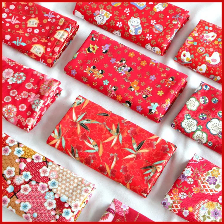 SMTA хлопчатобумажная ткань Лоскутная Ткань по метру как. Для рукоделия красная бронзовая ткань 50*55 см