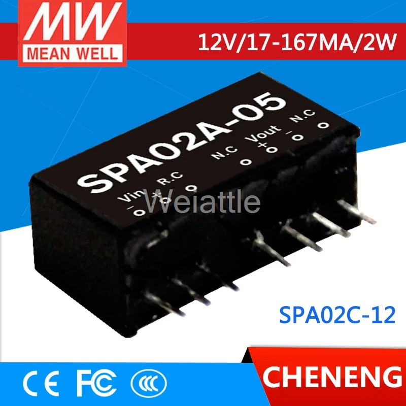 

MEAN WELL original SPA02C-12 12V 167mA meanwell SPA02 12V 2W DC-DC Regulated Single Output Converter