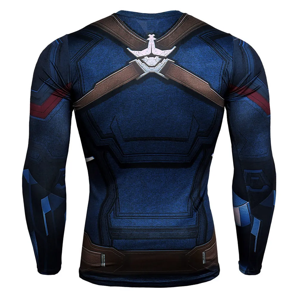 Avengers Endgame Quantum Realm cosplay 3D sports quick-drying long-sleeved t-shirt superhero Captain America Iron Man costume