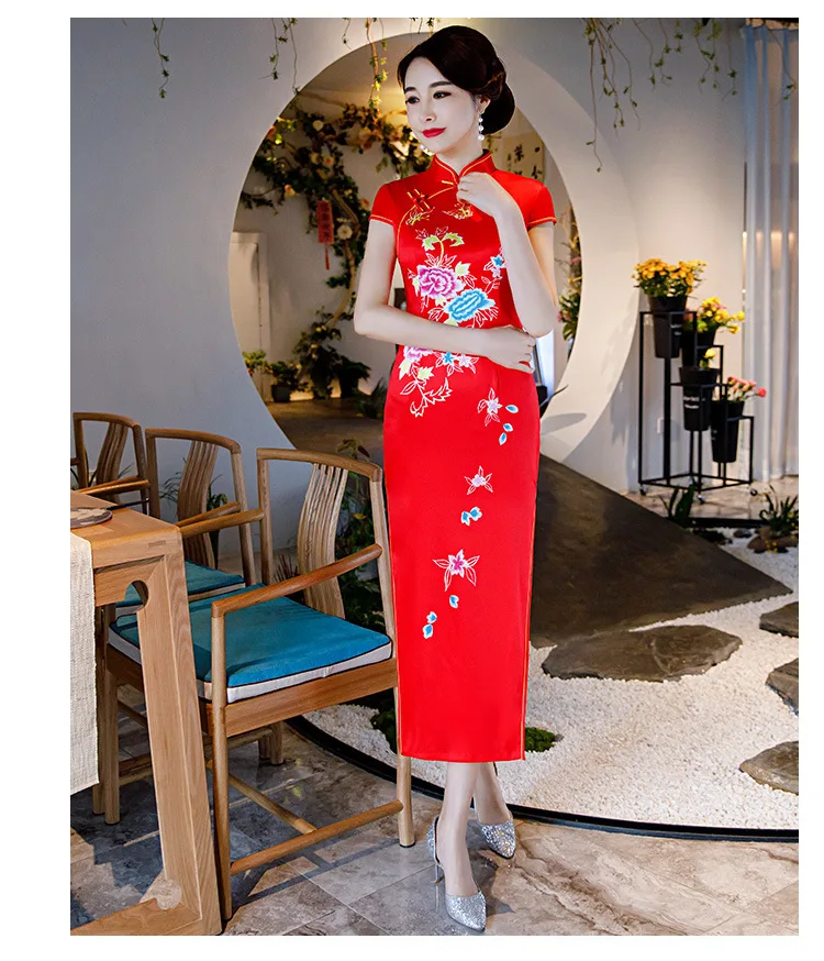 Чино традиционное vestido negro Cheongsam larga vestidos Chinoise madre Qi Pao bata Восточное винтажное vestido talla Plus Qipao