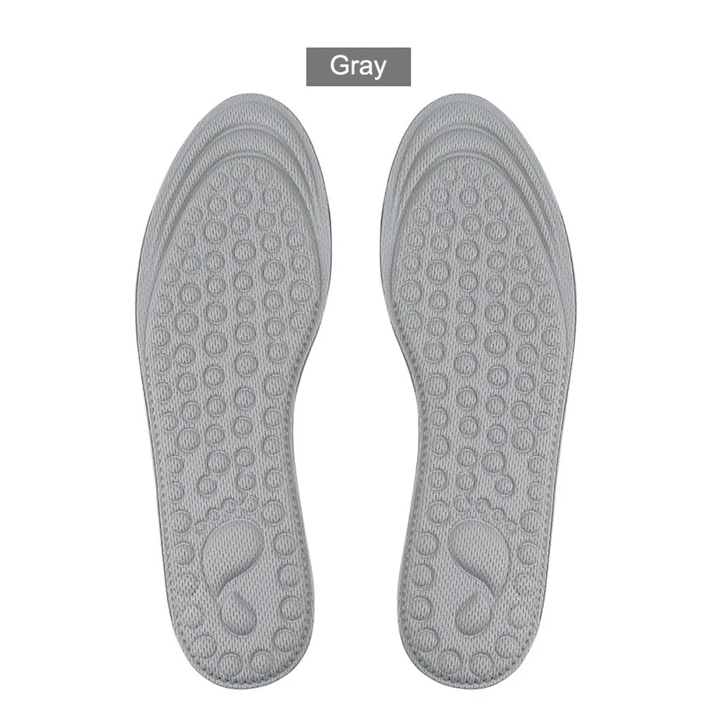 1 пара 4D массажные стельки с поглощением амортизации мягкая губка дышащая подошва коврик MSJ99 - Цвет: grey size 33-36