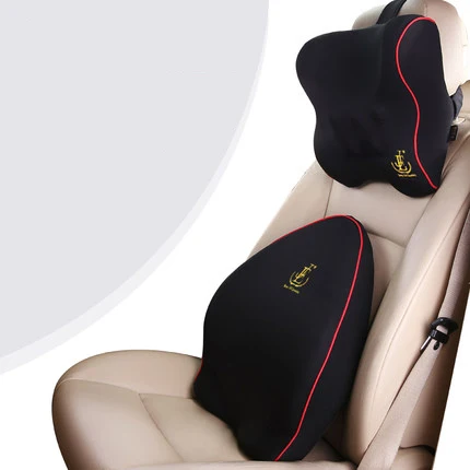 Автомобильное сиденье подушка для шеи наборы памяти хлопок поддержка талии подушка дышащий авто подголовник поясничная поддержка s аксессуары для интерьера - Цвет: black red set