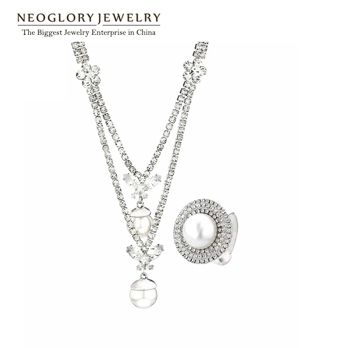Neoglory модные Многослойные Ювелирные наборы из искусственного жемчуга Свадебные