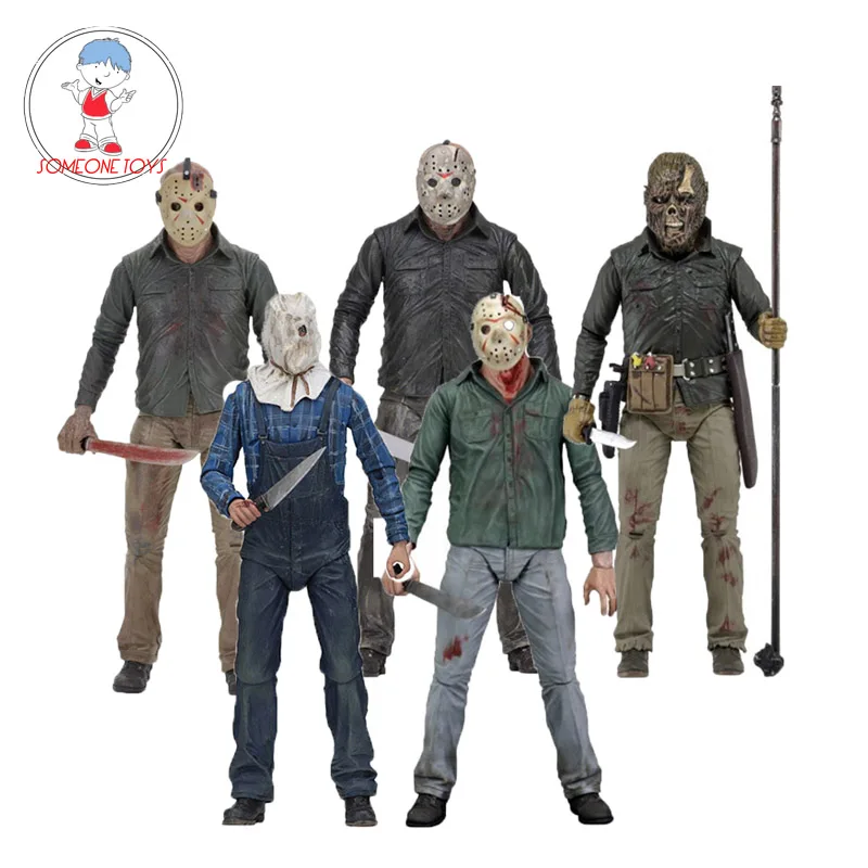 

5 Versions 18cm NECA Friday the 13th Part 3/4/5 Action Figures 3D Jason Voorhees PVC Figurine Model Collections Toys Gift