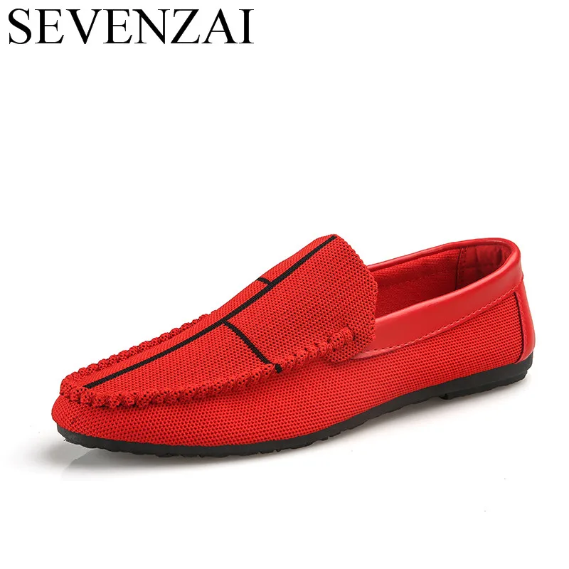 Hommes Mocassins Ballet Sur En Respirant Designer rouge Noir Mesh Mode Cuir Glissement Conduite Causalité Chaussures De Appartements Paresseux Les Italien Rouge Air qtfFcIWwU