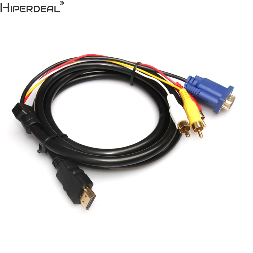 HIPERDEAL Чистая медь HDMI к 3 RCA+ VGA кабель M/M 1,8 m/6 футов Oct27 HW