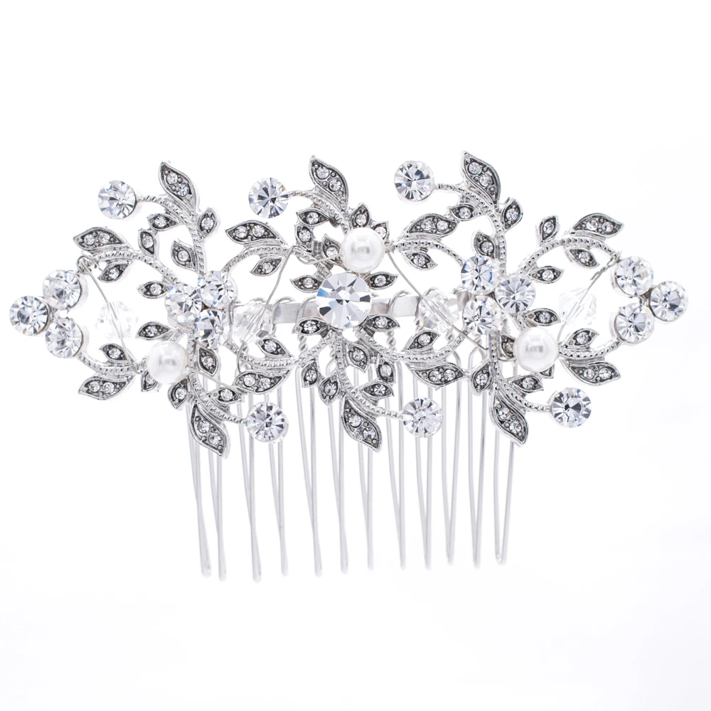 Krystaly drahokamu imitace perly vlasy straně hřeben vlásenky pro svatební svatební vlasy příslušenství ženy náhrdelník šperky FA5052