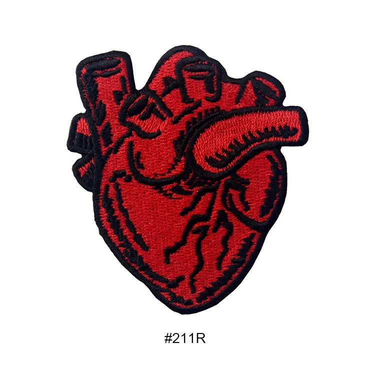 Embird патч, вышитые патчи Вышивка красное сердце ceo-friendly ручной работы 3D утюг на патч для одежды джинсы нашивки - Цвет: 211-R