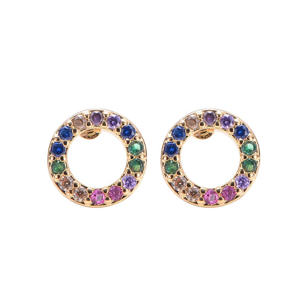

Women's Korean version of the personality round stud earrings colored rhinestones 2019 fashion dance party stud earrings
