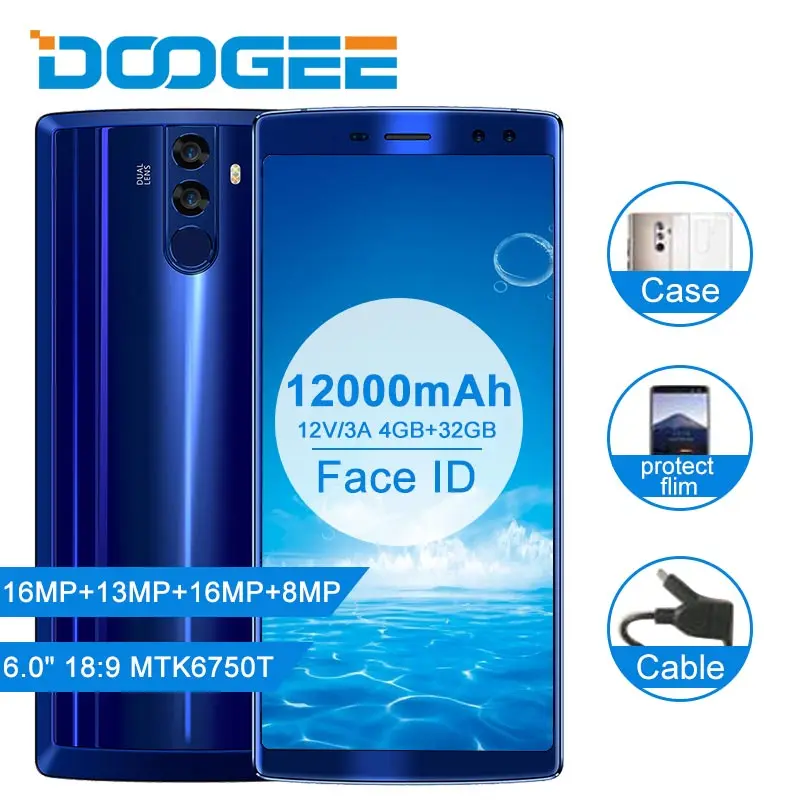 

DOOGEE BL12000 6.0'' FHD+ 18:9 Smartphone 4G 12000mah Fast charger 4GB 32GB Quad Camera 16MP MTK6750T Octa Core Android 7.0 OTG