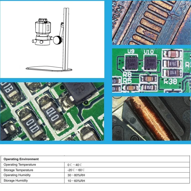 Цифровой микроскоп 3.0MP 1080P HDMI с подсветкой, светодиодный регулируемый электронный микроскоп с фокусом для ремонта телефона, проверки печатных плат