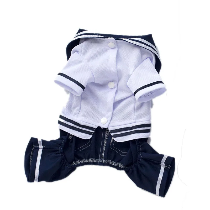 SYDZSW Pet Dog Costume Classic Navy Captain Small Dog Jumpsuit Overalls Chihuahua Dog Coat Puppy Pet Clothes in Spring Summer2