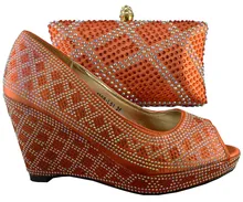 Nice Orange for 1308 L51size 38 42 High quality matching shoes and bag set Free shipping
